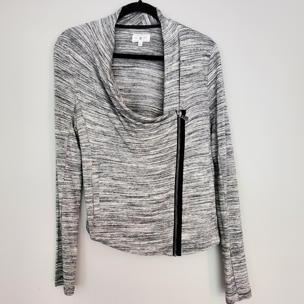 Lou & Grey Asymmetrical Knit Zip Jacket